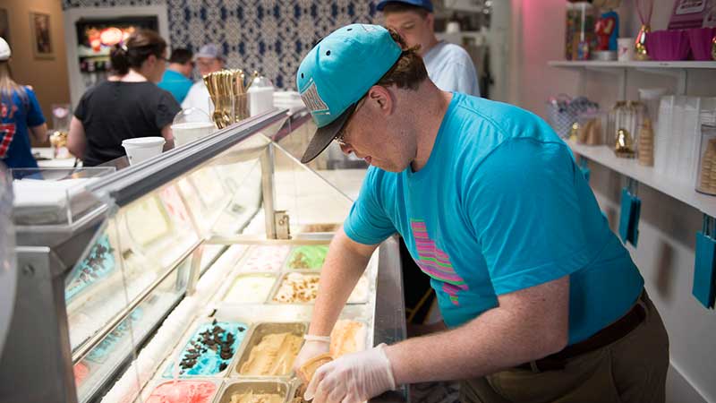 Picture of Howdy Homemade Employee scooping ice cream