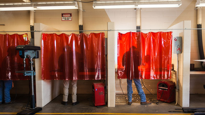 Agricultural Sciences students at Lenoir City High School in eastern Tennessee practice their welding skills during the last period of the school day.