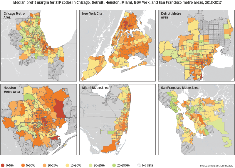 Infographic describes about profitability varies substantially within metropolitan areas 