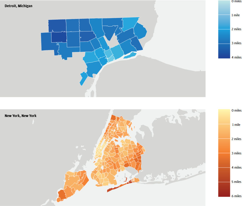 Infographic describes how merchant distances varied significantly by zip code in 2016
