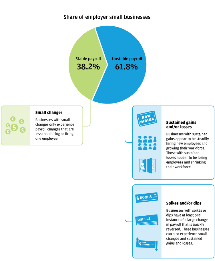 Infographic describes about Share of employer small businesses