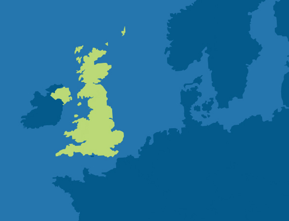 map highlighting the United Kingdom