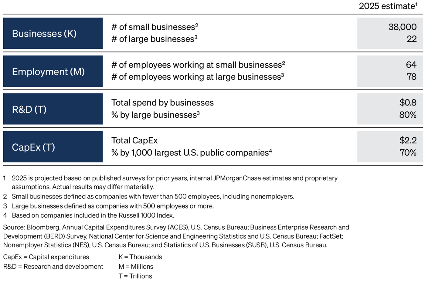 Capital Expenditures, Employent and R&D for Small and Large Businesses