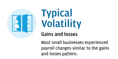 Typical Volatility: Gains and losses- Most small businesses experienced payroll changes similar to the gains and losses pattern.